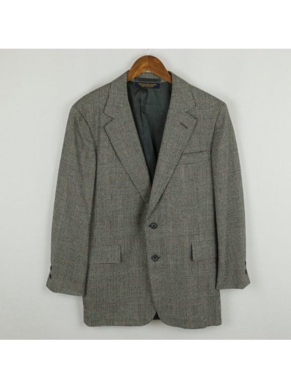 Brooks Brothers BrooksGate Men's 39R Gray Prince of Wales Plaid Wool Jacket